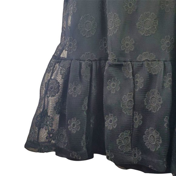 ASOS Embroidered Black Flower Mesh Lined Babydoll Short Puff Sleeve Dress, Sz 4 - Picture 7 of 9